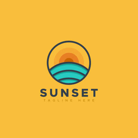 Creative sunset logo design vectorのイラスト素材