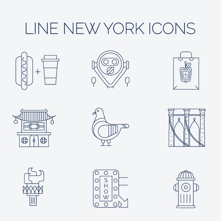 Main NewYork landmarks in trendy linear style.のイラスト素材