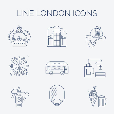 Main London landmarks in trendy linear style.のイラスト素材