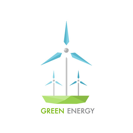 Modern low-poly concept of alternative energy generator. Green earth conservation.のイラスト素材