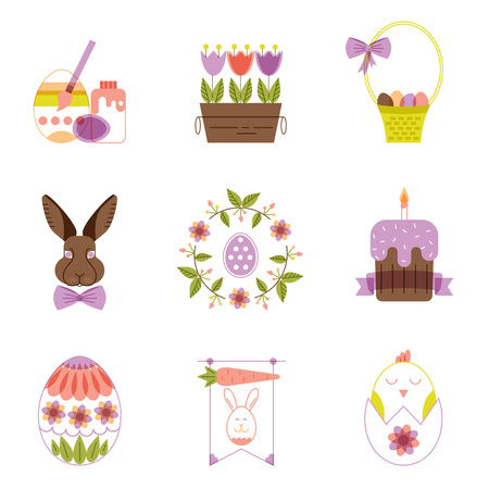 Pastel colors and neat lines. For web, invitations, printingのイラスト素材