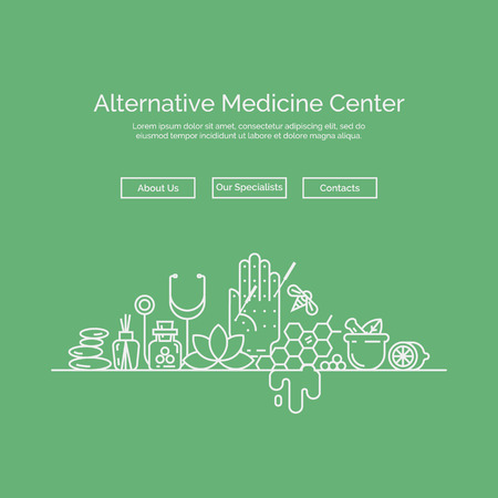 Modern linear style. Holistic center, naturopathic medicine, homeopathy, acupuncture. For web site, print design, business card.のイラスト素材