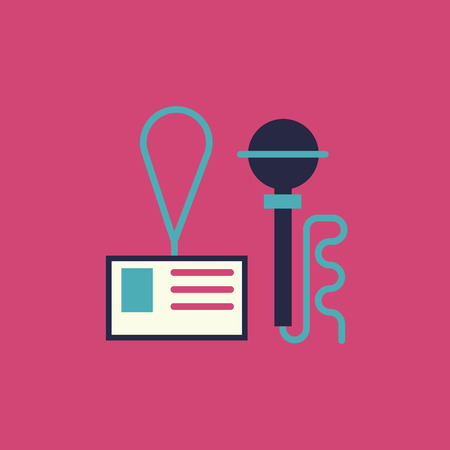 Thin line and flat icon of events and special occasions organization, catering service agency, marketing agency. Flat design graphic event marketing concept, website elements.のイラスト素材