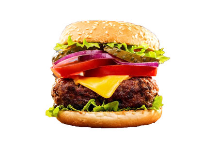 american, beef, bread, bun, burger, cheddar, cheese, cheeseburger, classic, delicious, dinner, eating, farm, fast, fastfood, food, fresh, grilled, hamburger, healthy food, isolatedの写真素材