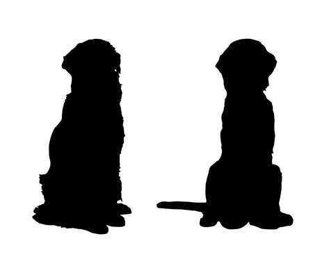 Vector silhouette of a dog on a white background. Symbol of pets.のイラスト素材