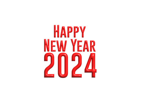 Happy new year 2024 text typography design element flyer banner designのイラスト素材