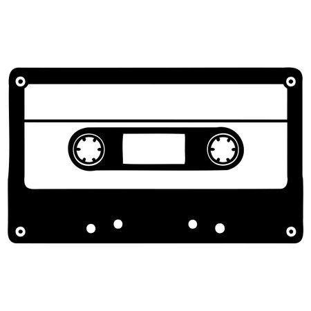 Black and white cassette tape illustrationのイラスト素材
