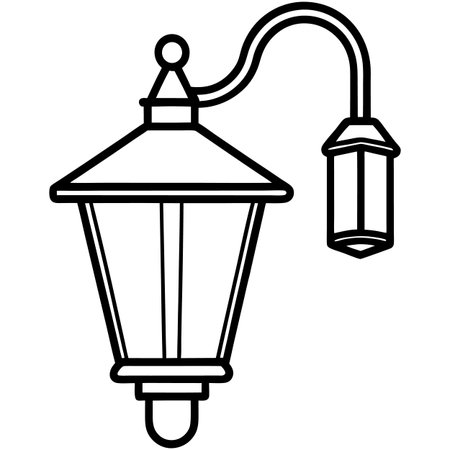 Outdoor wall mounted lantern with bulb in flat design vector illustrationのイラスト素材