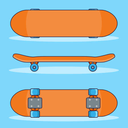 Skateboard in Different Angles Vector Setのイラスト素材
