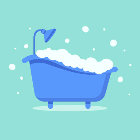 Bathtub with White Bubbles Vector Illustration Imageのイラスト素材