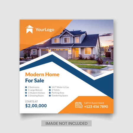 Real Estate Creative Social Media Post and Web Banner Design Templateのイラスト素材