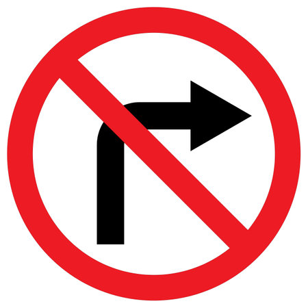 No right turn sign . Do not turn right sign . Vector illustrationのイラスト素材