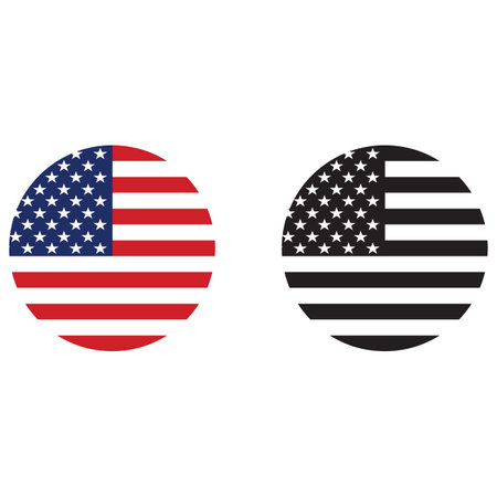 Round USA flag set isolated on white background . Vectorのイラスト素材