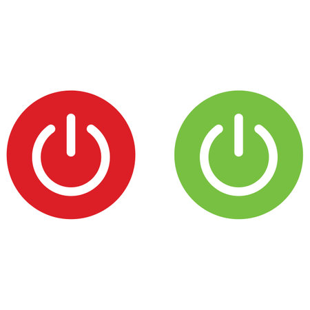 Red and green power buttons . Power switch buttons isolated on white background . Vector illustrationのイラスト素材