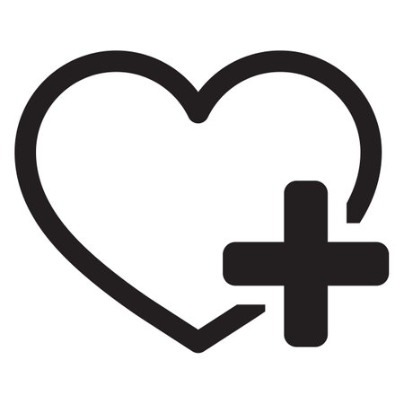 Favorites icon with heart and plus symbol . Vector illustrationのイラスト素材