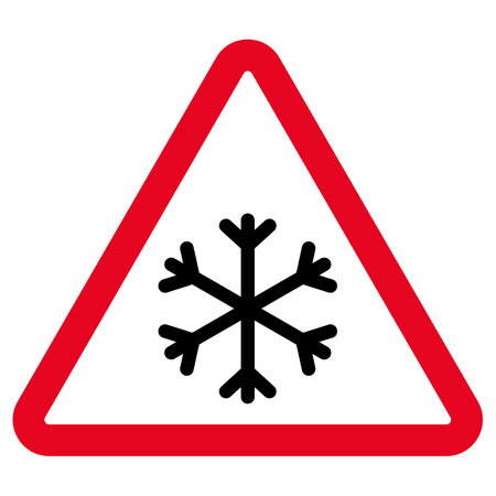Snow flake danger sign . Caution Snow sign vector . ice Signのイラスト素材