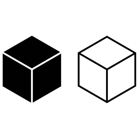 Cube icon set vector in two styles isolated on white backgroundのイラスト素材