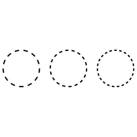 Dashed circle icon set vector isolated on white backgroundのイラスト素材