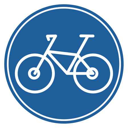 Bicycle parking sign .Bike icon vector on blue circle isolated on white backgroundのイラスト素材