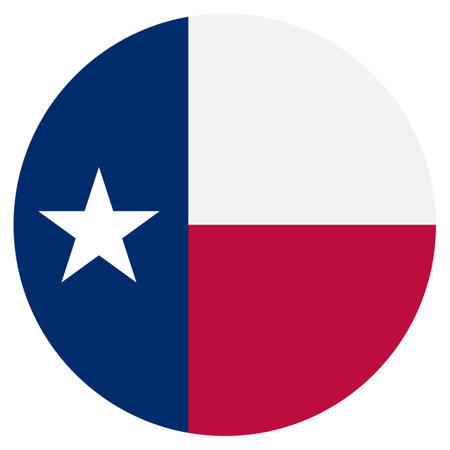 Round Texas flag isolated on white background . Vector illustrationのイラスト素材