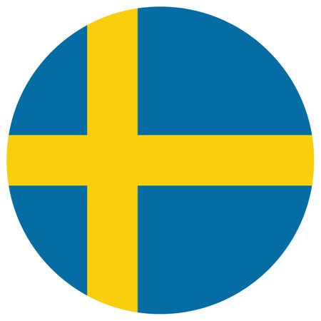 Swedish flag button . Round Sweden flag vector isolated on white backgroundのイラスト素材