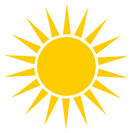 Yellow sun icon in trendy style isolated on white background . Vector illustrationのイラスト素材