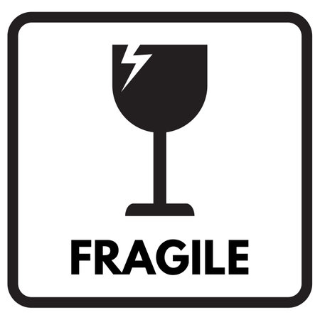 Fragile packaging symbol . Fragile icon with black frame isolated on white background . Vector illustrationのイラスト素材