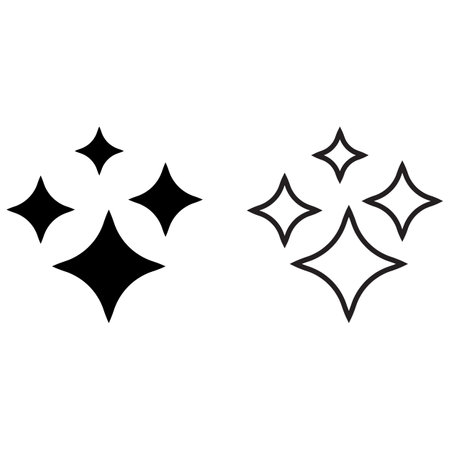 Sparkle icon set in two styles isolated on white background . Shine icon symbol vectorのイラスト素材
