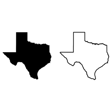 Texas map icon in two styles isolated on white background.のイラスト素材
