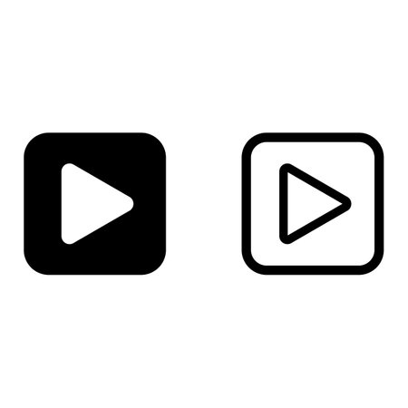 square play button icon set vector. video button iconのイラスト素材