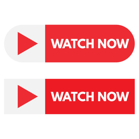 Rectangle watch now buttons isolated on white background. Watch video now buttons . Play video buttons . Vectorのイラスト素材