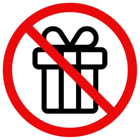 No gift sign . Prohibited gift icon isolated on white background . Forbidden present icon vectorのイラスト素材