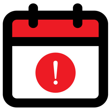 Calendar with exclamation mark icon vector isolated on white background . Event reminder notification iconのイラスト素材