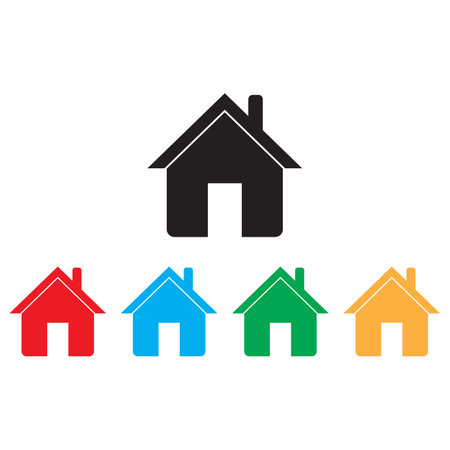 Colorful home icon set in different colors isolated on white background . Vector illustrationのイラスト素材