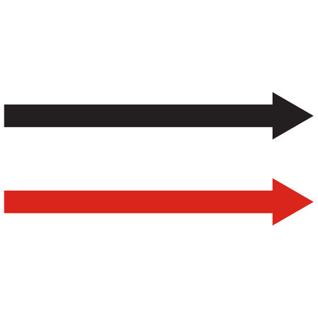 Long arrow icon set in black and red colors . Straight long arrow icon . Vector illustrationのイラスト素材