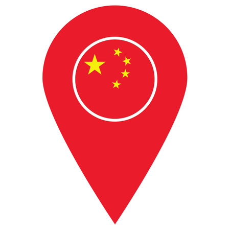 Chinese flag map pin icon . china flag map pin icon . Vector illustrationのイラスト素材