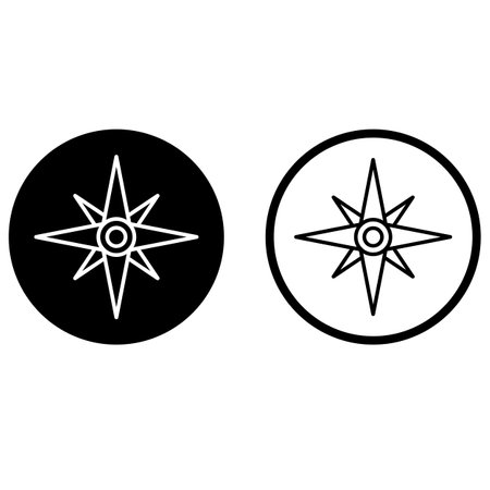 Compass icon set in two styles isolated on white background . Vector illustrationのイラスト素材