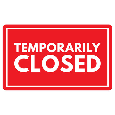 Temporarily closed sign isolated on white background . Red temporarily icon vectorのイラスト素材
