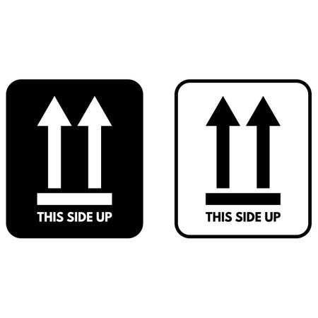 This side up icon set in two styles . This side up symbol in rectangular frame . Package symbol . Vector illustrationのイラスト素材