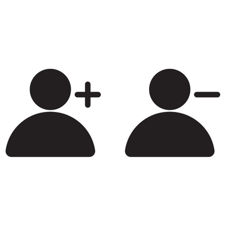 Add and delete friends icon set . People plus minus icons . Add and remove user icon .  Vector illustrationのイラスト素材