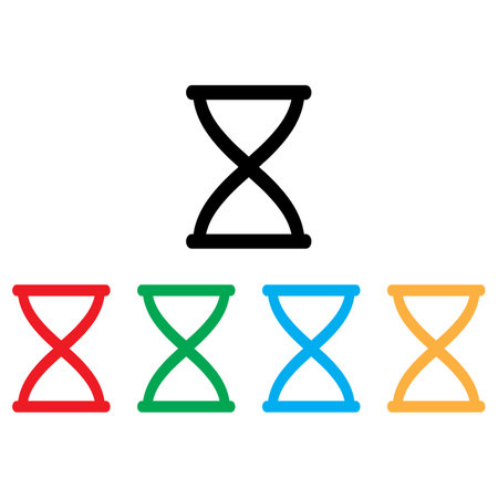 Colorful hourglass icon set in different colors isolated on white background . Vector illustration