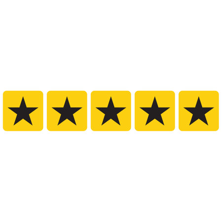 Five stars in square icon . Five yellow star rating icon . Vector illustrationのイラスト素材