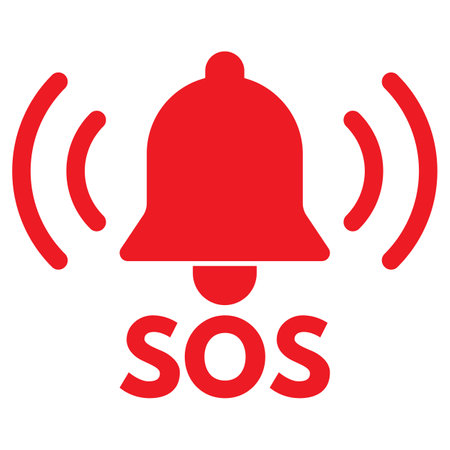 SOS bell icon isolated on white background . Emergency alarm button icon vectorのイラスト素材