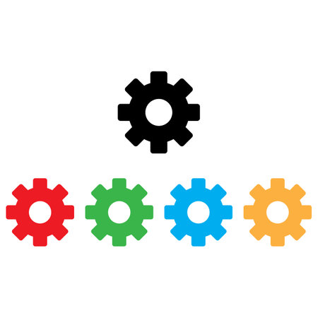 Colorful settings icon set isolated on white background . Gear settings icon . Cogwheel icon vectorのイラスト素材