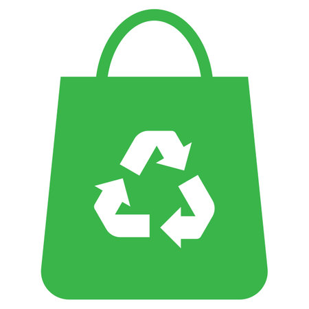 Recycled plastic bag icon . Green recycling plastic bag icon . Eco plastic bag icon vectorのイラスト素材