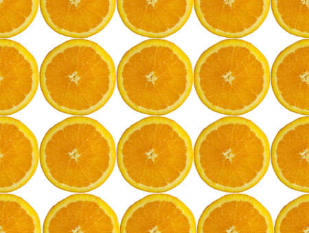 Pattern of orange slices isolated on white background