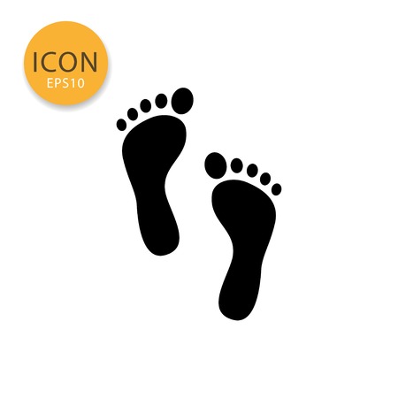 Foot print icon flat style in black color vector illustration on white background.のイラスト素材