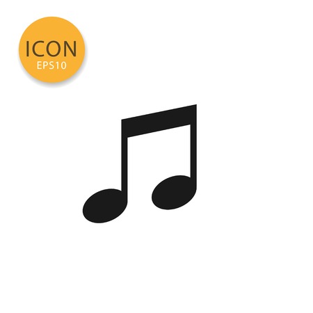 Music note icon flat style in black color vector illustration on white background.のイラスト素材