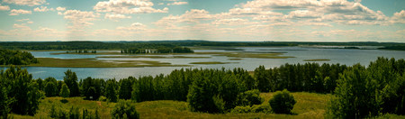 Panorama view from the hill to the Braslav lakes.