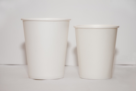 beige  paper cup for coffe or ice creamの写真素材